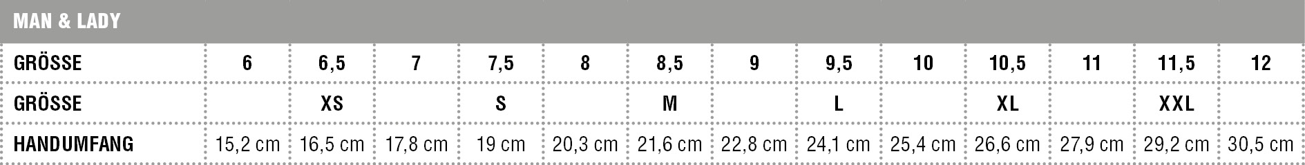 ZIENER Grössentabelle HS DH